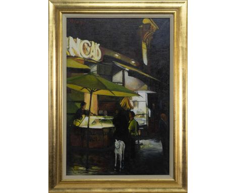 * JOE MCINTYRE (SCOTTISH b. 1940),CAFEoil on canvas, signedimage size 76cm x 51cm, overall size 93cm x 67cm Framed and under 