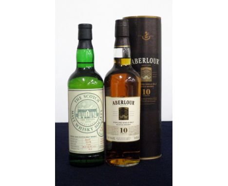 1 70-cl bt Aberlour 10 YO Highland Single Malt Scotch Whisky 40% original tube (missing lid) 1 70- cl bt The Scotch Malt Whis