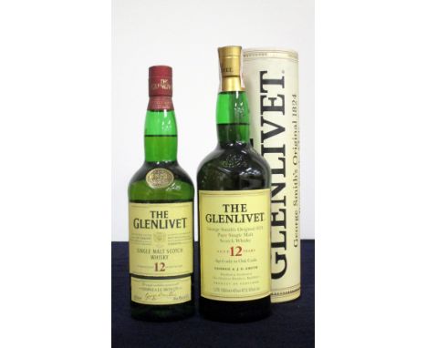 1 litre bt The Glenlivet 12 YO Single Malt Scotch Whisky 40% original tube 1 70-cl bt The Glenlivet 12 YO Single Malt Scotch 