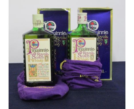 2 75-cl bts Pinwinnie 12 YO Royale Scotch Whisky 43%  purple draw string bag ind oc