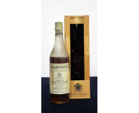 1 24 fl oz bt Harveys Grande Champagne Cognac Frapin Vintage 1942 landed 1964, bottled 1973, 70° proof BB&amp;R wooden case 2
