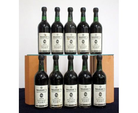 10 bts Warres Tercentenary 1970 Vintage Port Grant's of St James shipping label, base of neck or better, sl bs