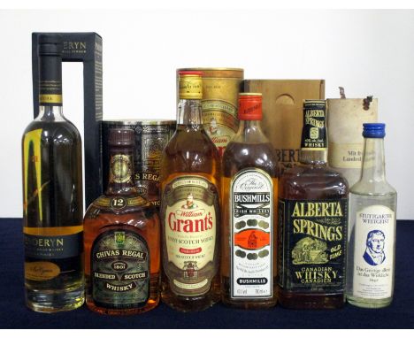 1 70-cl bt Penderyn Madeira Finish Single Malt Welsh Whisky 46% oc (damaged) 1 70-cl bt Chivas Regal 12 YO Blended Scotch Whi