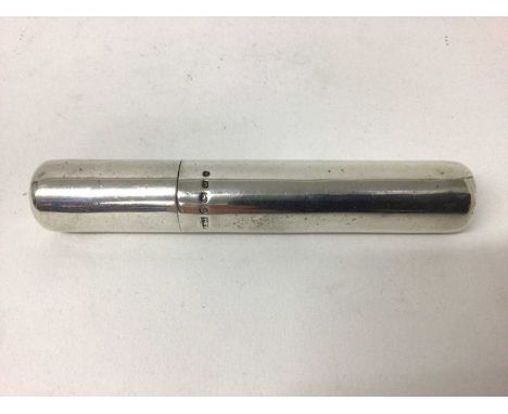 Victorian silver single cigar case of cylindrical form, (Birmingham 1875), 11.2cmGood original condition with light dents and