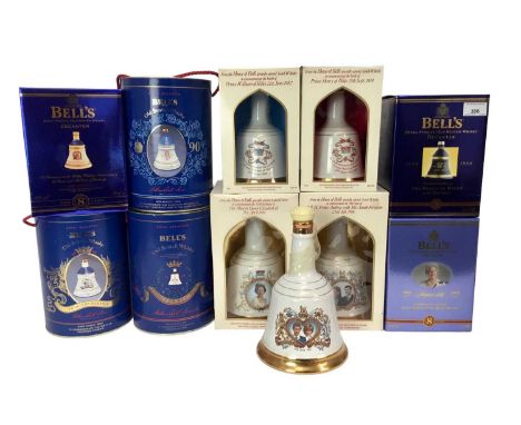 Eleven bottles, Bell's Old Scotch Whisky Royal Commemorative Decanters to include Births, Birthdays and Anniversaries of the 