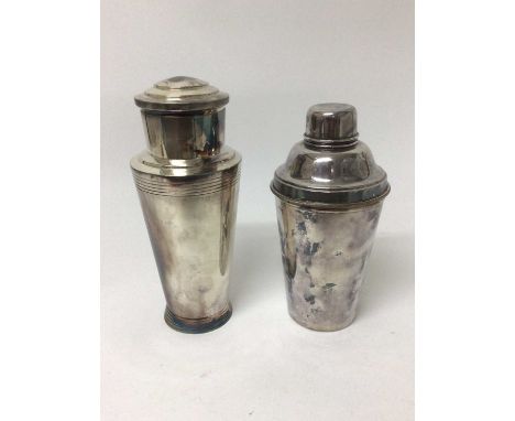 Two silver plated cocktail shakers, Dunhill and Mappin &amp; WebbBoth in good original condition. The smaller one has a coupl