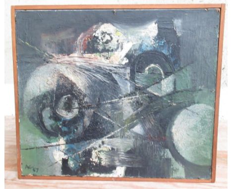 Anthony Curtis (British b.1928); Abstract study, oil on board, signed with initials and dated 57, inscribed and dated verso, 