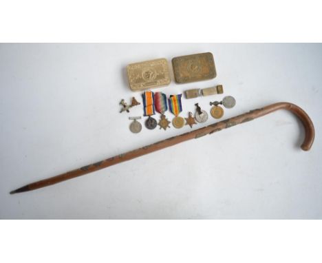 Collection of British military medals to include 1914-1919 Great War Victory medal with ribbon, 1914-1918 War Medal with ribb