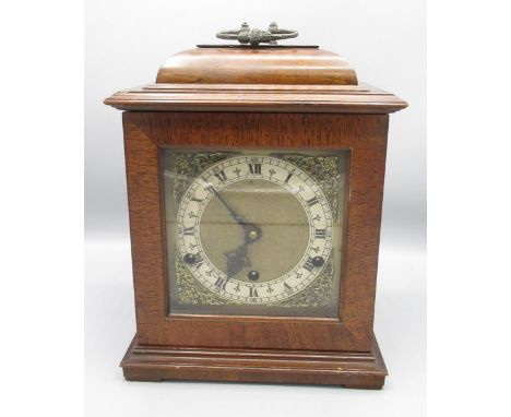 Perivale retailed by Goldsmiths &amp; Silversmiths Co. Ltd., London - Mid C20th mahogany Georgian style chiming bracket clock