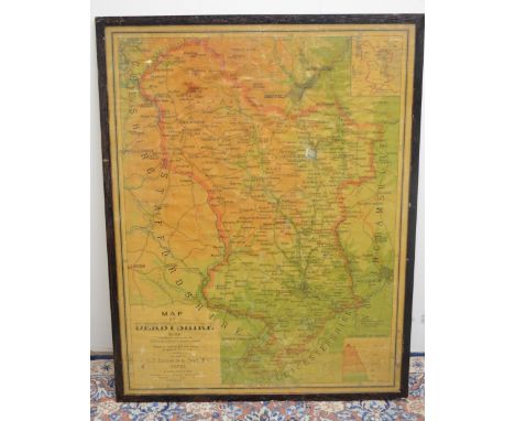 Map of Derbyshire, scale 1:110880 or 1 3/4 miles to one inch, pub. E. J. Arnold, Leeds, showing Railways, Roads, Castles and 