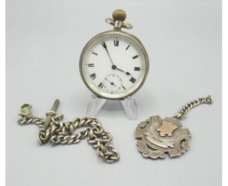 Artox Swiss - early C20th silver keyless open face pocket watch, white enamel Roman dial with subsidiary seconds, hinged beze