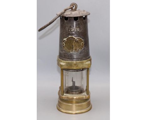 John Mills &amp; Son of Newcastle-on-Tyne miner's safety lamp, H24cm 