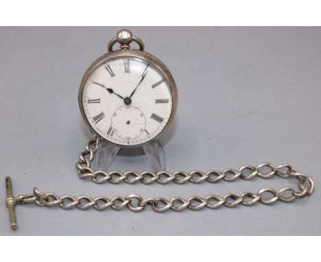 Victorian silver pocket watch, white enamel Roman dial  with subsidiary seconds, double bottomed coin edged case hallmarked C