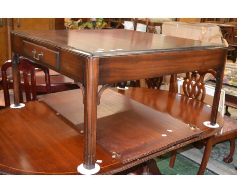 A mahogany coffee table of large proportions by Rackstraw of Worcester, square top, two short drawers to frieze, canted squar