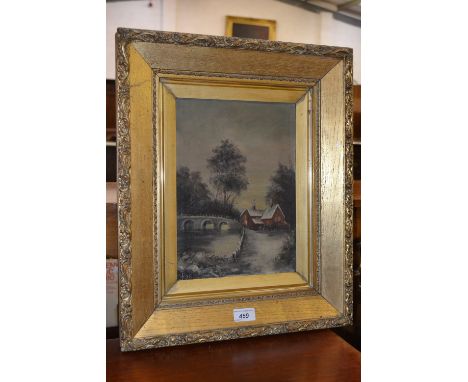 J.P.W Nineteenth century, House by the Bridge, monogrammed, dated '96, oil on panel 