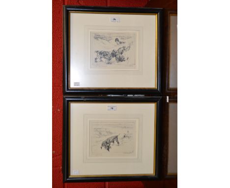 George Vernon Stokes 1873-1954
by and after, a pair, Merry Cocker Spaniels and Irish Water Spaniel picking up a Goose, signed