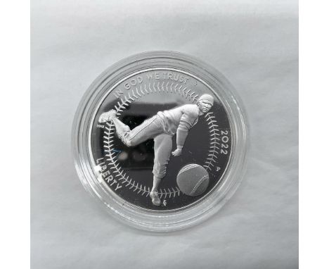 Philadelphia Mint. The obverse side depicts a pitcher in mid-throw. The reverse side depicts a player's point of view of a pi