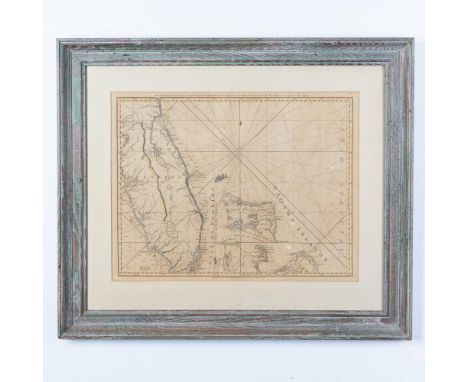 Outstanding antique double-page engraved map with hand-colored blue outlines originally published in 1792 London. Full title: