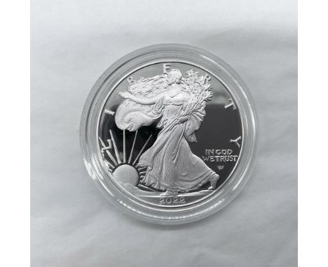 West Point Mint. The obverse side features full length of Liberty in stride. She is shown wrapped in the folds of the flag of
