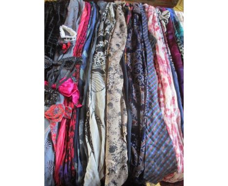 A quantity of late 20th century ladies' scarves to include Jaeger, a Teresa Seow for Paul Costelloe silk scarf, and chiffon e