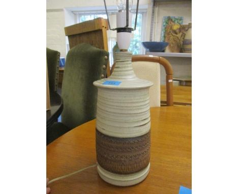 A studio pottery table lamp, stamped KP England to the underside 