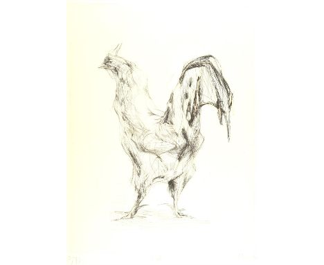Nicola Hicks (British b.1960), Cock, etching, signed lower right, numbered 10/75 lower left, titled lower centre, 60 x 45cm. 