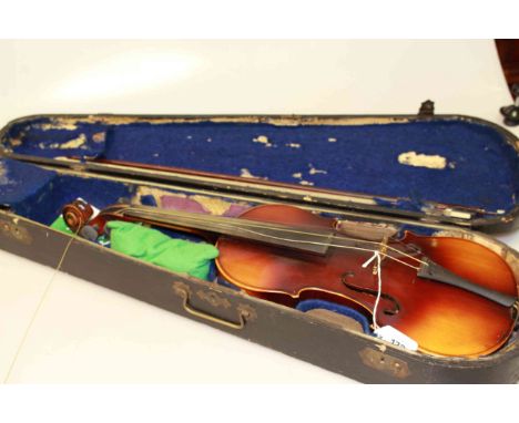 Cased violin, labelled Stradivarius Cremonentis