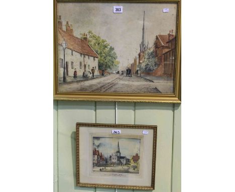 English School, 19th Century Northgate, Darlington, watercolour, framed; and a 19th Century lithograph of St. Cuthbert's Chur