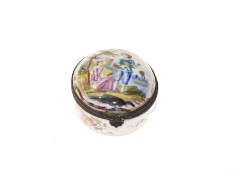 Enamel snuff box, the base inscribed 'Lille 1763' and probably of the date