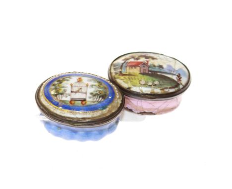 Two small enamel patch boxes probably 18th Century