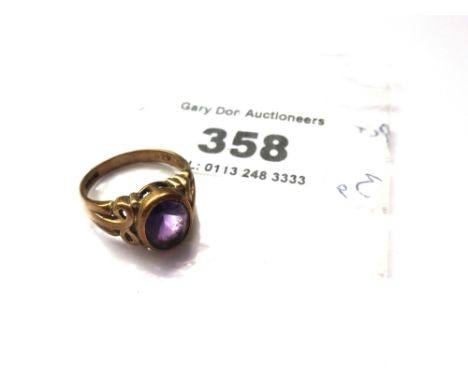 9K GOLD AND PURPLE STONE RING SIZE N W:3G