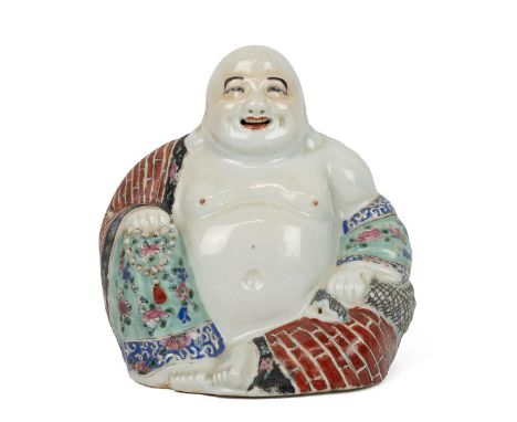 A LARGE SMILING BUDDHA, REPUBLIC PERIOD (1911-1949)  A large early 20th Century Chinese famille rose porcelain figure of a la