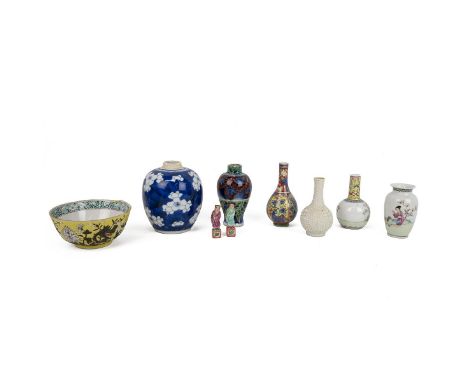 A COLLECTION OF CHINESE CERAMICS, QING DYNASTY AND LATER  Comprising of a&nbsp;Kangxi period ginger jar decorated with plum f