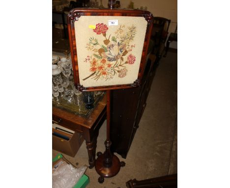 A 19th Century rosewood and needlework firescreen