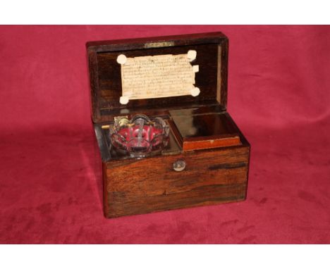 A Victorian rosewood single compartment tea caddy