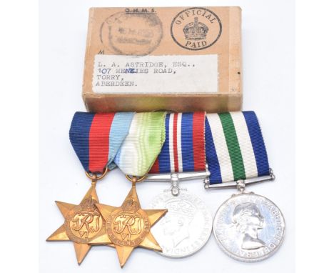 WW2 medals comprising 1939-1945 Star, Atlantic Star and Elizabeth II Long Service Good Conduct Medal named to W999536 L A Ast