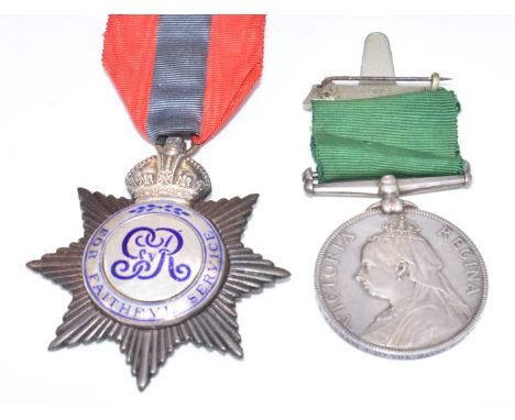 British Army Queen Victoria Long Service Medal named to 253 Sergeant J B Fasham, 1st Volunteer Battalion Hampshire Regiment 1