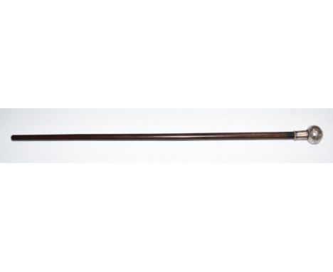 Chinese silver topped Chinese or similar military swagger stick, L52cm