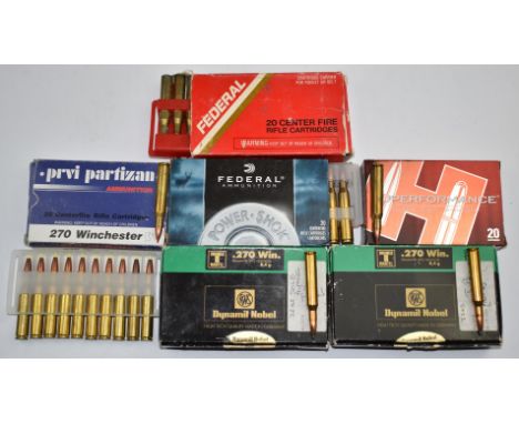 One-hundred-and-thirty .270 rifle cartridges including Federal, RWS and Hornady, most in original boxes.&nbsp;PLEASE NOTE THA