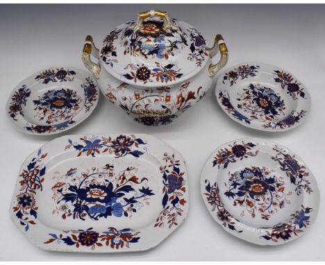 Victorian Spode dinnerware comprising a meat/serving plate, sixteen 24cm dinner plates, seven 20cm plates and three 24cm soup