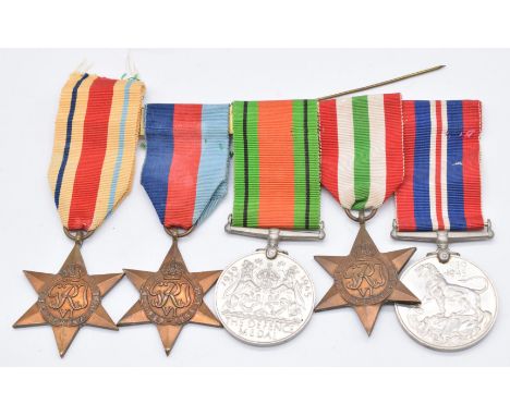 Royal Air Force WW2 medal group of five comprising 1939-1945 Star, Africa Star, Italy Star, Defence Medal and War Medal attri