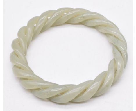 Chinese jade rope twist bangle, diameter 8cm
