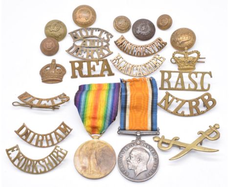 British Army WW1 medal pair comprising War Medal and Victory Medal named to 23056 Pte J R Holyhead, Army Veterinary Corps tog