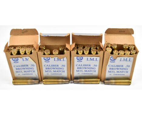 Forty empty brass.50 calibre Browning M33 Match rifle cartridge cases, all in original boxes.&nbsp;