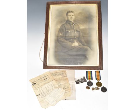 British Army WW1 medal pair comprising War Medal and Victory Medal named to 14805 Gunner DR Evans, Royal Artillery, together 