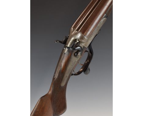 Robert Hughes & Son 12 bore side by side hammer action shotgun with line engraved lock, underside, rotary underlever, fences 