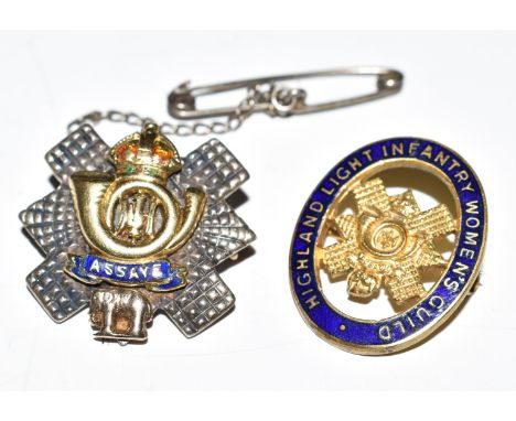 WW1 Highland Light Infantry brooch inscribed 'from Barbara and Babs in remembrance of darling 'B', June 13, 1918' together wi