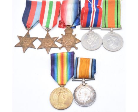 WW1 and WW2 family medal group for the Noonan family, father and son comprising WW1 1914 Star, War Medal and Victory Medal na