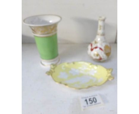 A 19th century Derby vase, a trinket dish and an Edwardian Derby vase