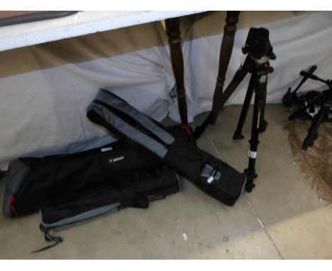 3 Manfrotto camera tripods etc